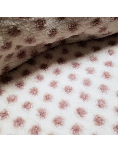 Tissu, Lainage Mouton, Pois Roses Poudrés sur Fond Blanc, Laize 162 cm, 100% Polyester 502g/ml