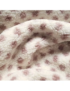 Tissu, Lainage Mouton, Pois Roses Poudrés sur Fond Blanc, Laize 162 cm, 100% Polyester 502g/ml 2