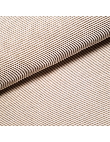 Tissu, Matelassé Rayures Dorées, Écru et Doré, Laize 150 cm, Coton Lurex