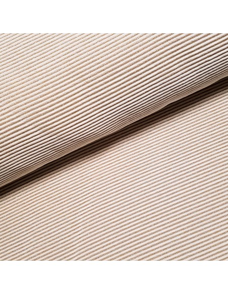 Tissu, Matelassé Rayures Dorées, Écru et Doré, Laize 150 cm, Coton Lurex