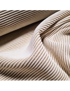 Tissu, Matelassé Rayures Dorées, Écru et Doré, Laize 150 cm, Coton Lurex 2