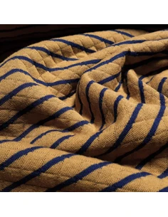 Tissu, Matelassé Rayures, Marine et Terra Cotta, Laize 150 cm, 70% Coton 30% Polyester 2