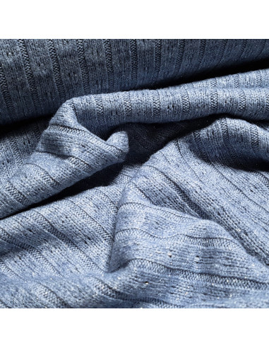 Jersey maille, uni lurex, bleu