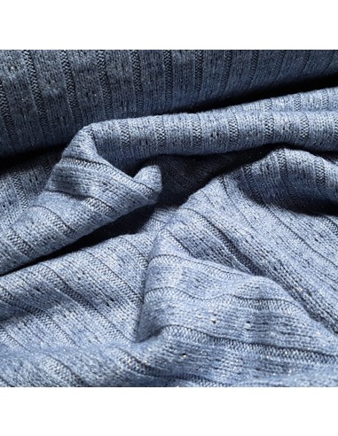 Tissu, Jersey Maille Uni Lurex, Bleu Scintillant, Laize 140 cm, Viscose Polyester Lurex Stretch