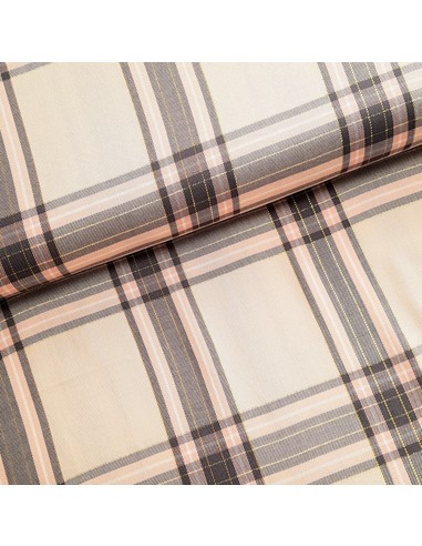 Tissu, Jacquard Tartan, Lurex Doré, Laize 140 cm, Viscose et Lurex