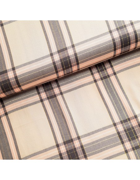 Tissu, Jacquard Tartan, Lurex Doré, Laize 140 cm, Viscose et Lurex