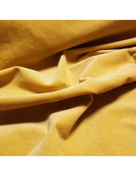 Tissu, Velours Milleraies Uni, Jaune, Laize 135 cm, 97% Coton 3% Elasthanne