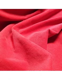 Tissu, Velours Milleraies Uni, Rouge, Laize 135 cm, 97% Coton 3% Elasthanne 2