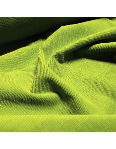 Tissu, Velours Milleraies Uni, Vert Pomme, Laize 135 cm, 97% Coton 3% Élasthanne