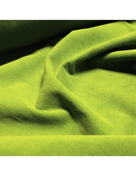 Tissu, Velours Milleraies Uni, Vert Pomme, Laize 135 cm, 97% Coton 3% Élasthanne