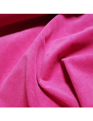 Tissu, Velours Milleraies Uni, Rose Fuchsia, Laize 135 cm, 97% Coton 3% Elasthanne 358g/ml