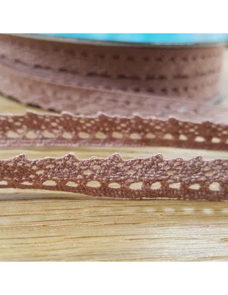 Ruban dentelle, vieux rose