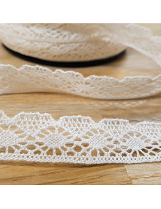 Ruban dentelle coton, 17mm, blanc