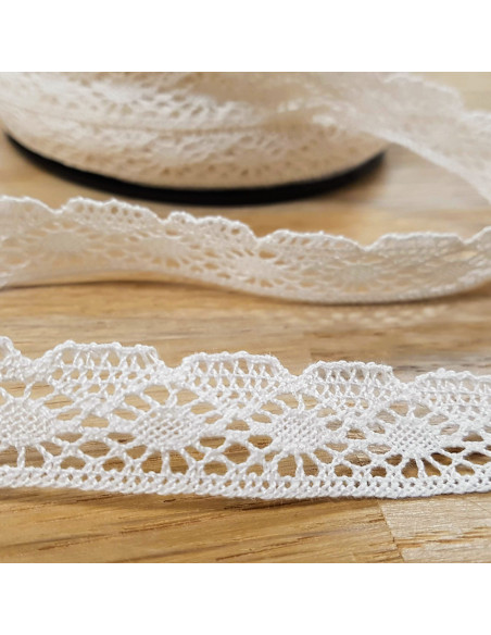 Ruban dentelle coton, 17mm, blanc