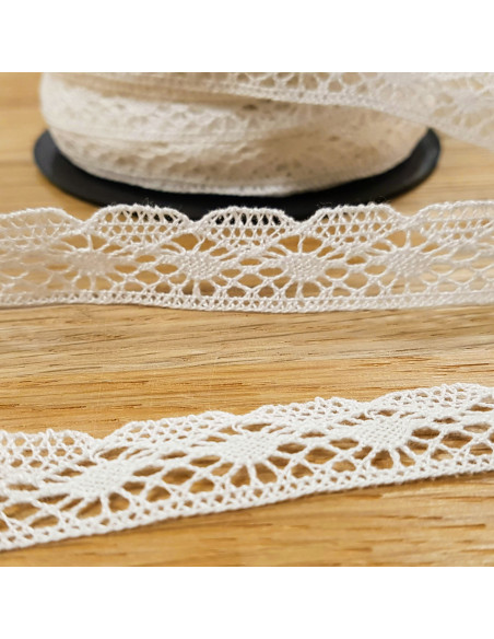 Ruban dentelle coton, 17mm, écru