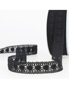 Ruban dentelle entredeux, 2cm, noir