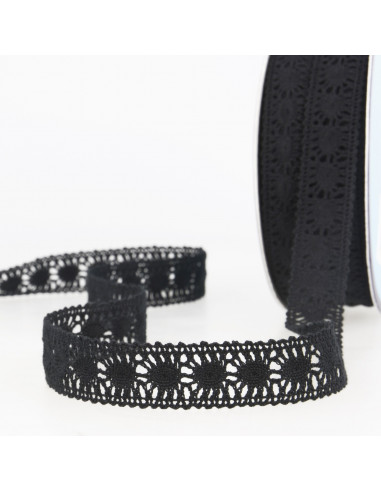 Ruban dentelle entredeux, 2cm, noir