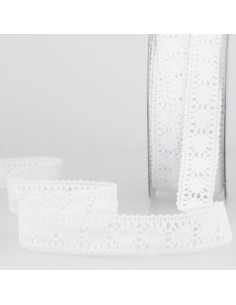 Ruban dentelle entredeux, 2cm, blanc