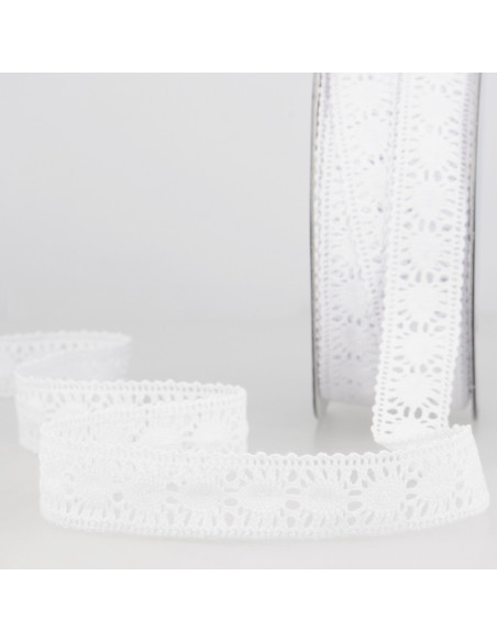 Ruban dentelle entredeux, 2cm, blanc
