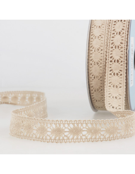 Ruban dentelle entredeux, 2cm, beige