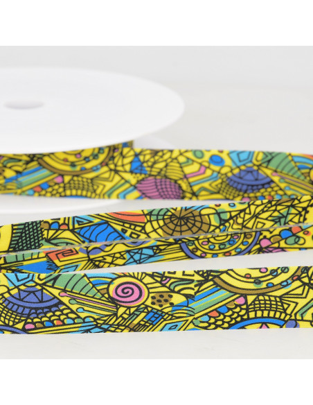 Biais tout textile, wax, jaune