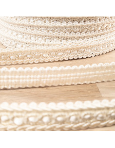 Galon robe lurex, 12mm, écru