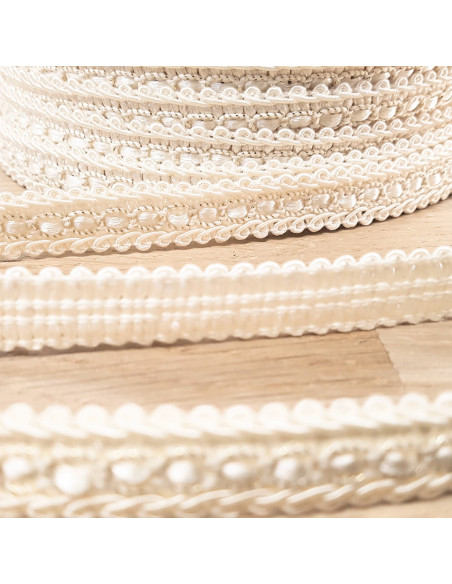 Galon robe lurex, 12mm, écru