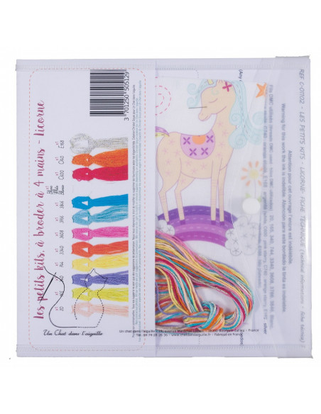 Le petit kit à broder à 4 mains, Licorne