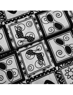 Popeline de coton, motifs N&B