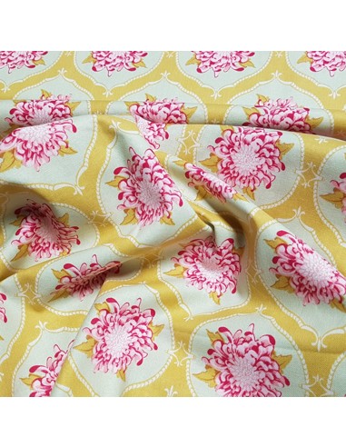 Tissu, Popeline de Coton, Motifs Tapisserie Fleurs, Multicolore, Laize 150 cm, 100% Coton