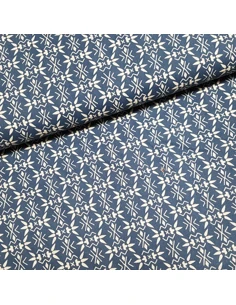Tissu, Popeline de Coton Flocons, Bleu Jean, Laize 160 cm, 100% Coton 115g/m²