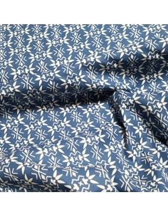 Tissu, Popeline de Coton Flocons, Bleu Jean, Laize 160 cm, 100% Coton 115g/m² 2
