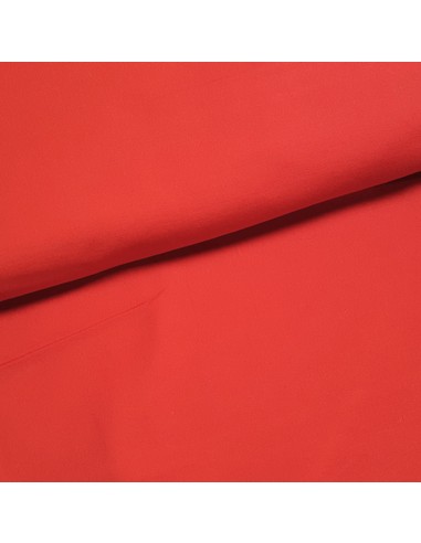 Tissu, Sergé de Coton Stretch Uni, Rouge, Laize 140 cm, 95% Coton 5% Spandex