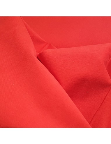 Tissu, Sergé de Coton Stretch Uni, Rouge, Laize 140 cm, 95% Coton 5% Spandex