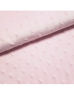 Tissu, Polaire Minky Étoiles en Relief, Rose Poudré, Laize 150 cm, 100% Polyester 250g/m²