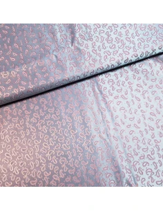 Tissu, Soie Jacquard Motifs, Rose et Bleu, Laize 140 cm, 100% Soie