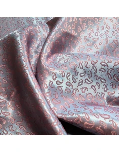 Tissu, Soie Jacquard Motifs, Rose et Bleu, Laize 140 cm, 100% Soie 2