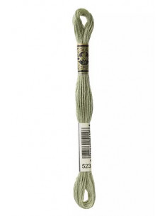 Fil à broder, Mouliné Spécial DMC Art 117, 100% Coton à longues fibres, double mercerisation, 8 m, Cendre verte (523)