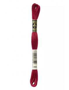 Fil à broder, Mouliné Spécial DMC Art 117, 100% Coton à longues fibres, double mercerisation, 8 m, Rouge-baiser (498)