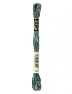 Fil à broder, Mouliné Spécial DMC Art 117, 100% Coton à longues fibres, double mercerisation, 8 m, Vert étang (501)