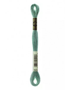 Fil à broder, Mouliné Spécial DMC Art 117, 100% Coton à longues fibres, double mercerisation, 8 m, Thym vert (503)