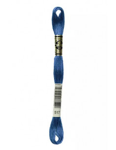 Fil à broder, Mouliné Spécial DMC Art 117, 100% Coton à longues fibres, double mercerisation, 8 m, Grand bleu (517)