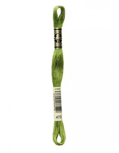 Fil à broder, Mouliné Spécial DMC Art 117, 100% Coton à longues fibres, double mercerisation, 8 m, Vert olive (470)