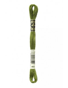 Fil à broder, Mouliné Spécial DMC Art 117, 100% Coton à longues fibres, double mercerisation, 8 m, Vert mousse dorée (469)