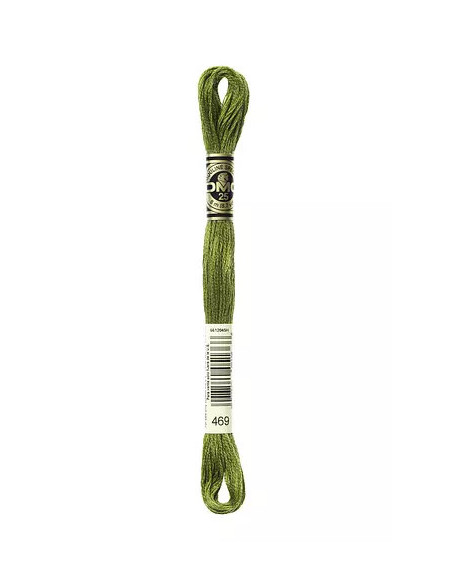 Fil à broder, Mouliné Spécial DMC Art 117, 100% Coton à longues fibres, double mercerisation, 8 m, Vert mousse dorée (469)