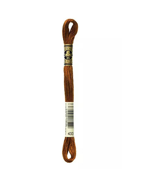 Fil à broder, Mouliné Spécial DMC Art 117, 100% Coton à longues fibres, double mercerisation, 8 m, Chocolat (433)
