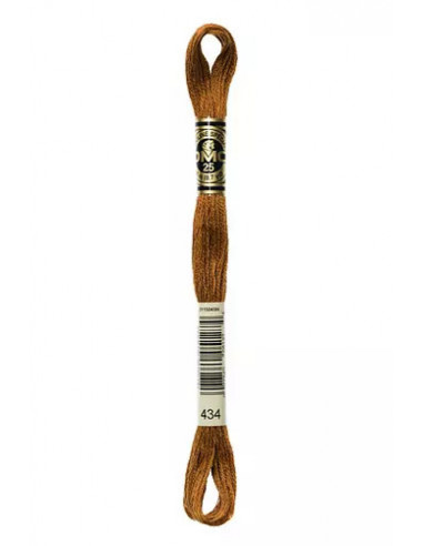 Fil à broder, Mouliné Spécial DMC Art 117, 100% Coton à longues fibres, double mercerisation, 8 m, Brun cigare (434)