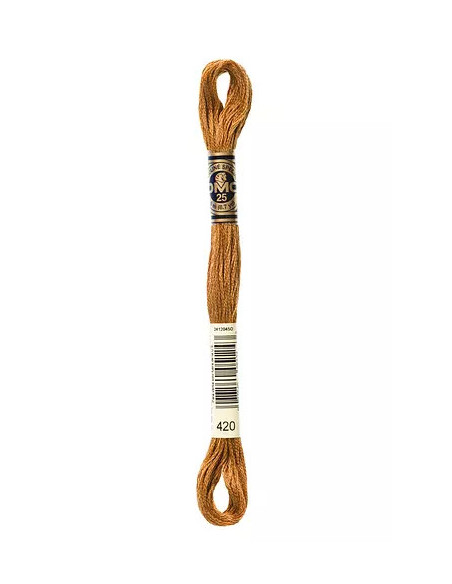 Fil à broder, Mouliné Spécial DMC Art 117, 100% Coton à longues fibres, double mercerisation, 8 m, Noisette (420)