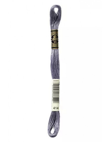 Fil à broder, Mouliné Spécial DMC Art 117, 100% Coton à longues fibres, double mercerisation, 8 m, Plomb (414)