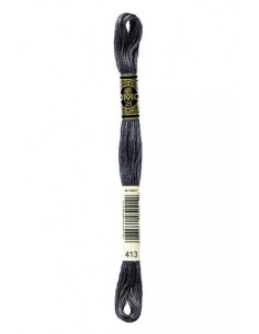 Fil à broder, Mouliné Spécial DMC Art 117, 100% Coton à longues fibres, double mercerisation, 8 m, Fer (413)